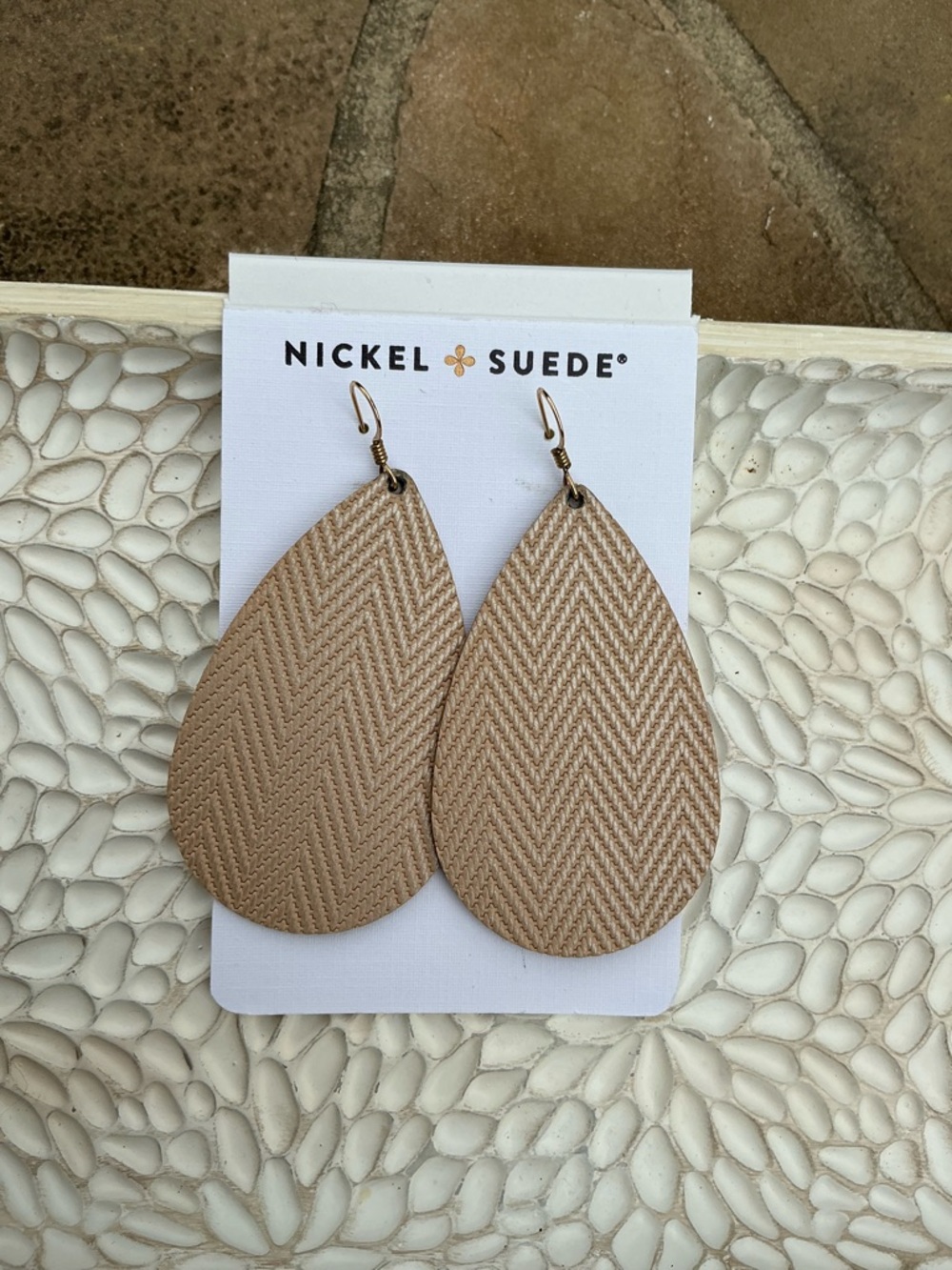 Nickel & Suede Medium Teardrop Earrings